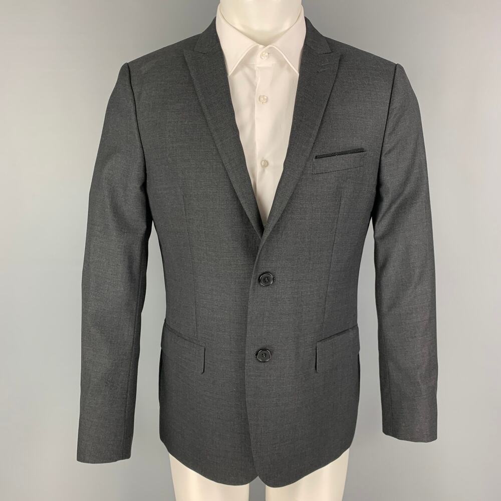 THE KOOPLES Size 38 Charcoal Wool Peak Lapel Sport Coat